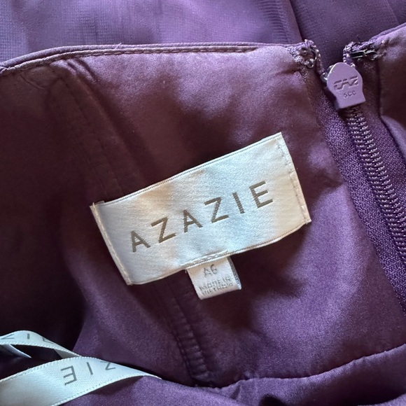 AZAZIE EVEREST A-Line Pleated Chiffon Floor-Length Dress plum size A6 - Picture 4 of 5